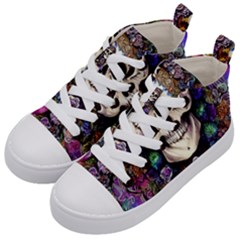 Dead Cute Skull Floral Kids  Mid-top Canvas Sneakers by GardenOfOphir