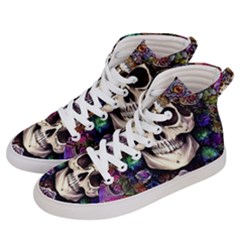 Dead Cute Skull Floral Women s Hi-top Skate Sneakers by GardenOfOphir