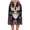 Dead Cute Skull Floral Velvet Flared Midi Skirt View2