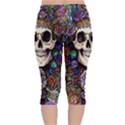 Dead Cute Skull Floral Velvet Capri Leggings  View2