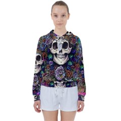 Dead Cute Skull Floral Women s Tie Up Sweat