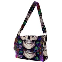 Dead Cute Skull Floral Full Print Messenger Bag (s) by GardenOfOphir