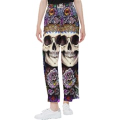 Dead Cute Skull Floral Women s Pants  by GardenOfOphir