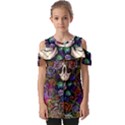 Dead Cute Skull Floral Fold Over Open Sleeve Top View1