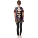 Dead Cute Skull Floral Fold Over Open Sleeve Top View2