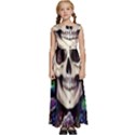 Dead Cute Skull Floral Kids  Satin Sleeveless Maxi Dress View1