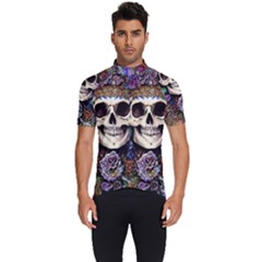 Dead Cute Skull Floral Men s Short Sleeve Cycling Jersey by GardenOfOphir