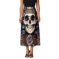 Dead Cute Skull Floral Classic Midi Chiffon Skirt by GardenOfOphir