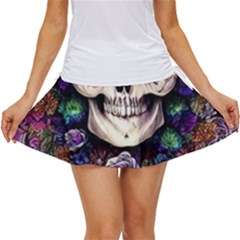 Dead Cute Skull Floral Women s Skort by GardenOfOphir