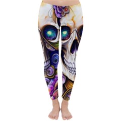 Gothic Cute Skull Floral Classic Winter Leggings