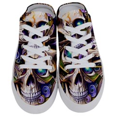 Gothic Cute Skull Floral Half Slippers by GardenOfOphir