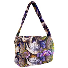 Gothic Cute Skull Floral Courier Bag by GardenOfOphir