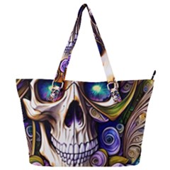 Gothic Cute Skull Floral Full Print Shoulder Bag by GardenOfOphir