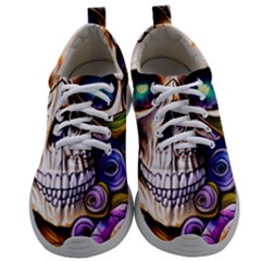 Gothic Cute Skull Floral Mens Athletic Shoes by GardenOfOphir