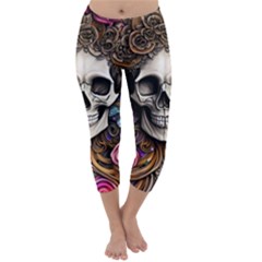 Skull Bones Capri Winter Leggings 