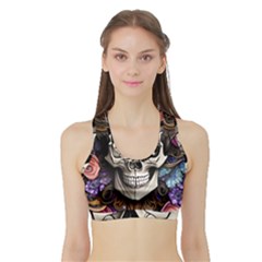 Skull Bones Sports Bra With Border by GardenOfOphir