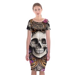 Skull Bones Classic Short Sleeve Midi Dress by GardenOfOphir