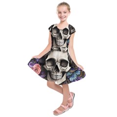 Skull Bones Kids  Short Sleeve Dress by GardenOfOphir