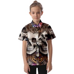 Skull Bones Kids  Short Sleeve Shirt by GardenOfOphir