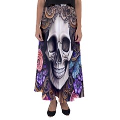 Skull Bones Flared Maxi Skirt by GardenOfOphir