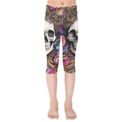 Skull Bones Kids  Capri Leggings  by GardenOfOphir