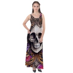 Skull Bones Sleeveless Velour Maxi Dress by GardenOfOphir