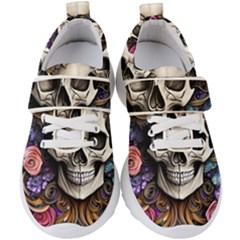 Skull Bones Kids  Velcro Strap Shoes by GardenOfOphir