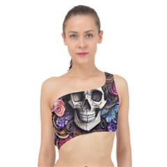 Skull Bones Spliced Up Bikini Top  by GardenOfOphir