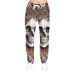 Skull Bones Women Velvet Drawstring Pants