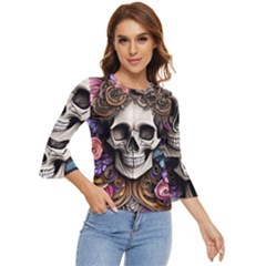 Skull Bones Bell Sleeve Top