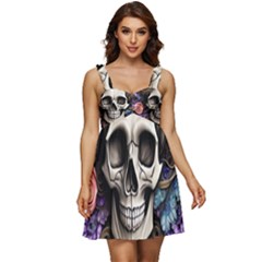 Skull Bones Ruffle Strap Babydoll Chiffon Dress by GardenOfOphir