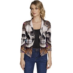 Skull Bones Women s Casual 3/4 Sleeve Spring Jacket