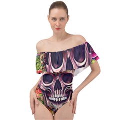 Bone Cute Off Shoulder Velour Bodysuit  by GardenOfOphir