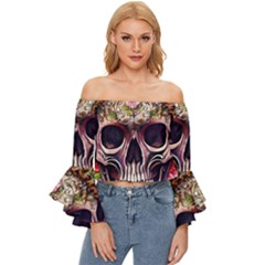 Bone Cute Off Shoulder Flutter Bell Sleeve Top