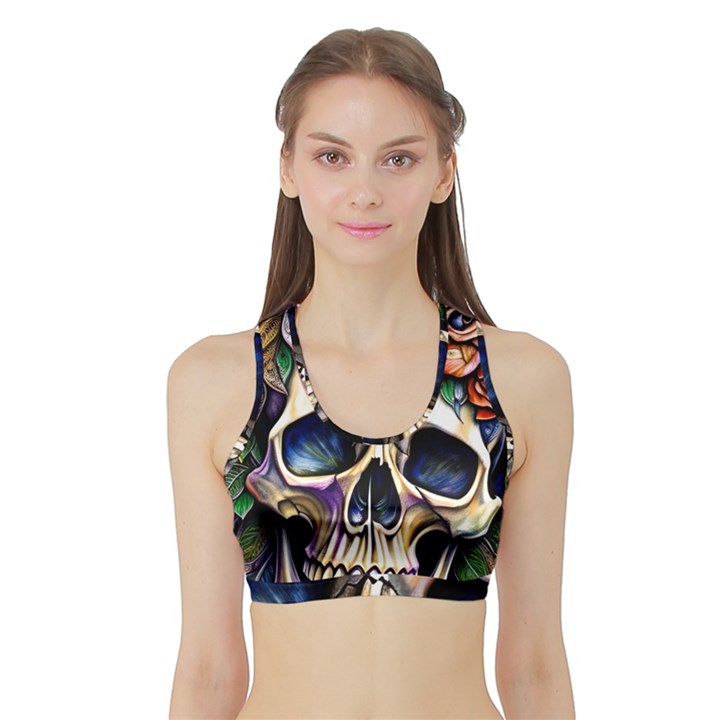 Skull Dead Sports Bra with Border