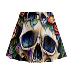 Skull Dead Mini Flare Skirt by GardenOfOphir