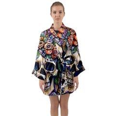 Skull Dead Long Sleeve Satin Kimono by GardenOfOphir