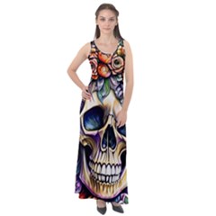 Skull Dead Sleeveless Velour Maxi Dress by GardenOfOphir