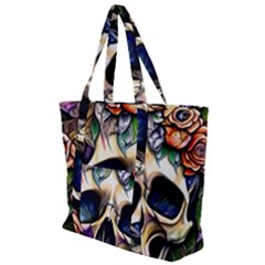 Skull Dead Zip Up Canvas Bag by GardenOfOphir