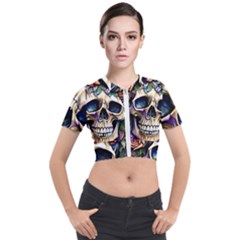 Skull Dead Short Sleeve Cropped Jacket by GardenOfOphir