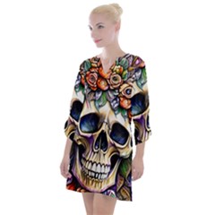 Skull Dead Open Neck Shift Dress by GardenOfOphir