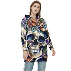 Skull Dead Women s Long Oversized Pullover Hoodie