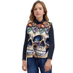 Skull Dead Kid s Short Button Up Puffer Vest	