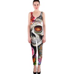 Sugar Skull One Piece Catsuit by GardenOfOphir