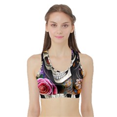 Sugar Skull Sports Bra With Border by GardenOfOphir