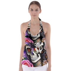 Sugar Skull Babydoll Tankini Top by GardenOfOphir