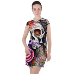 Sugar Skull Drawstring Hooded Dress by GardenOfOphir