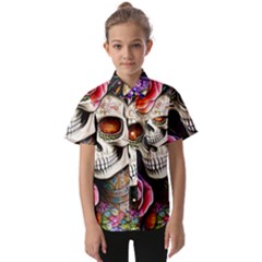 Sugar Skull Kids  Short Sleeve Shirt by GardenOfOphir