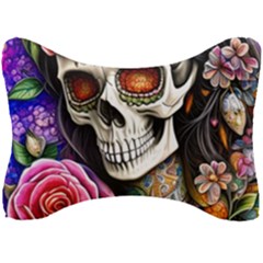 Sugar Skull Seat Head Rest Cushion by GardenOfOphir