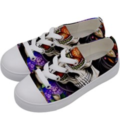 Sugar Skull Kids  Low Top Canvas Sneakers by GardenOfOphir